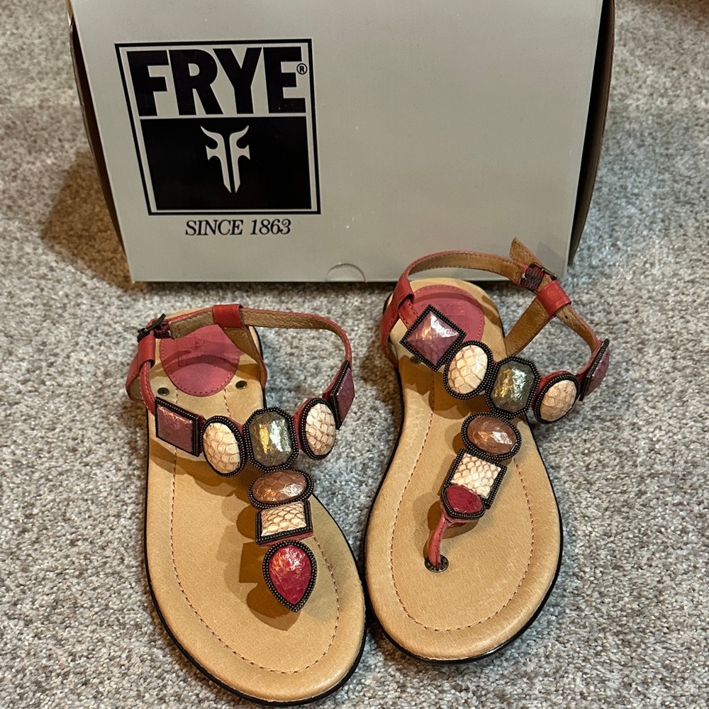 Frye Women's Sandals with Red and Brown Accents